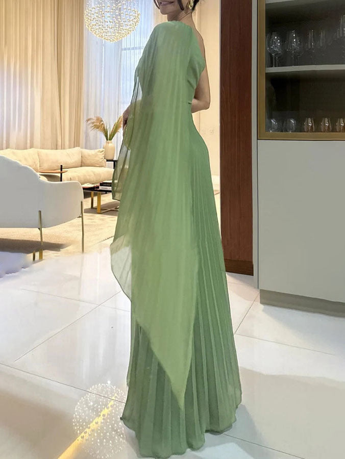 Kiriana | Vestido Lrgo de Noche Plisado con un solo Hombro