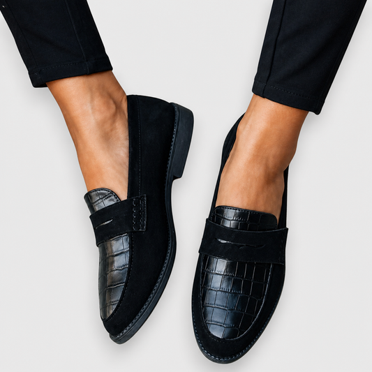Dominique | Mocasines con Patrón de Cocodrilo y Correa