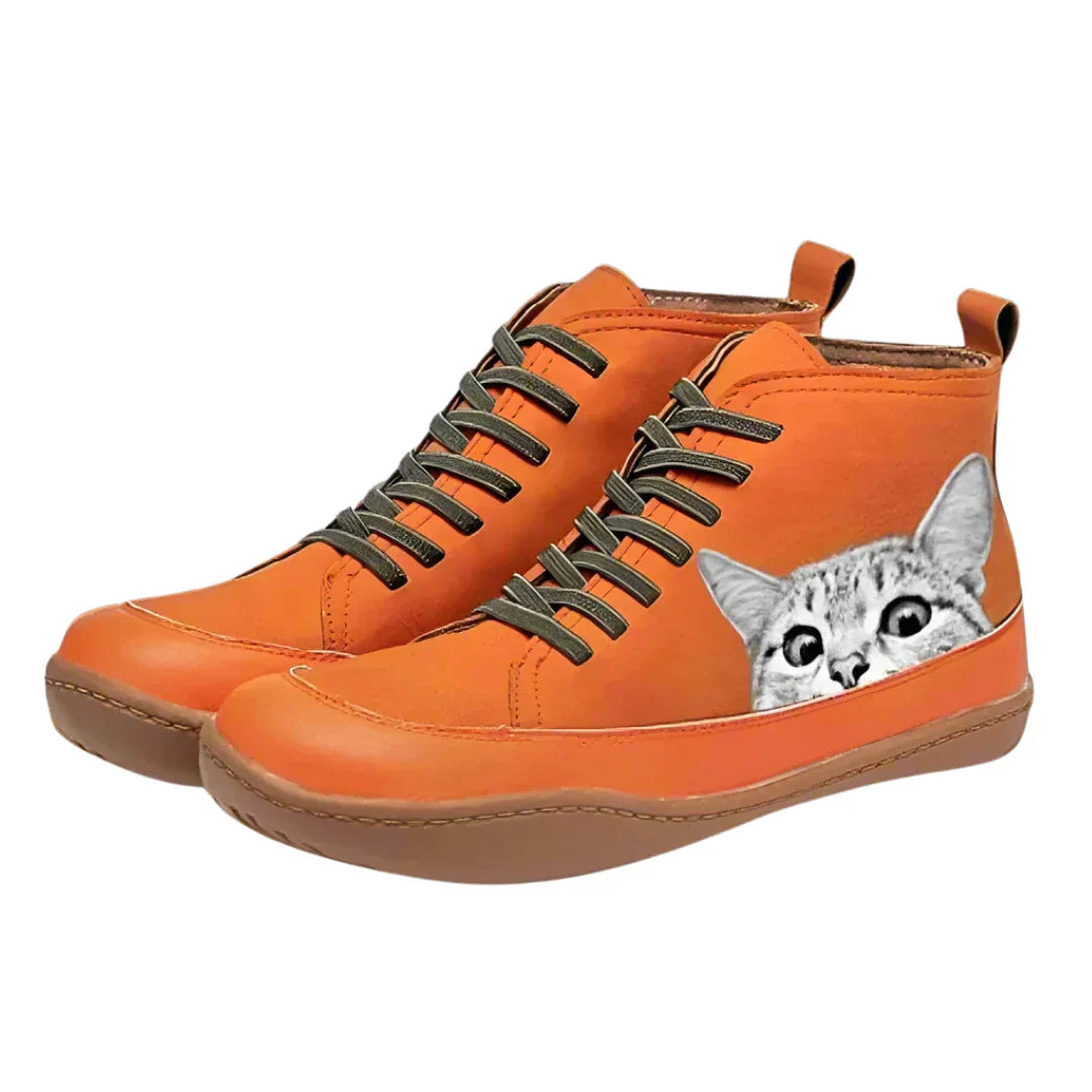 Fenna - Botines Con Cordones Y Estampado De Gatos