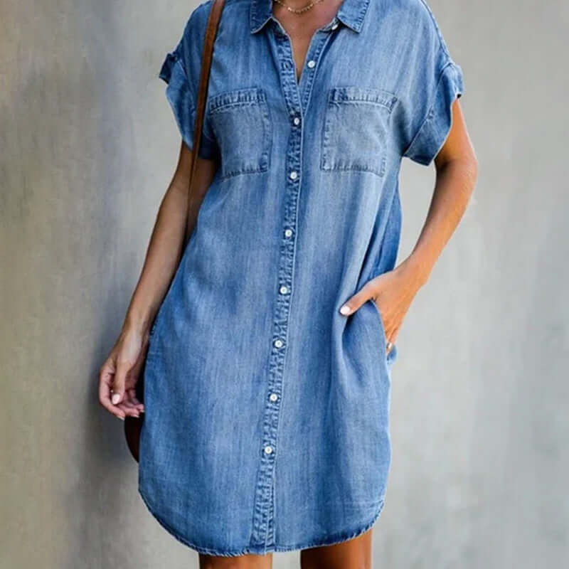 Quiria | Vestido Camisero Con Botones en La Parte Delantera Y Manga Corta
