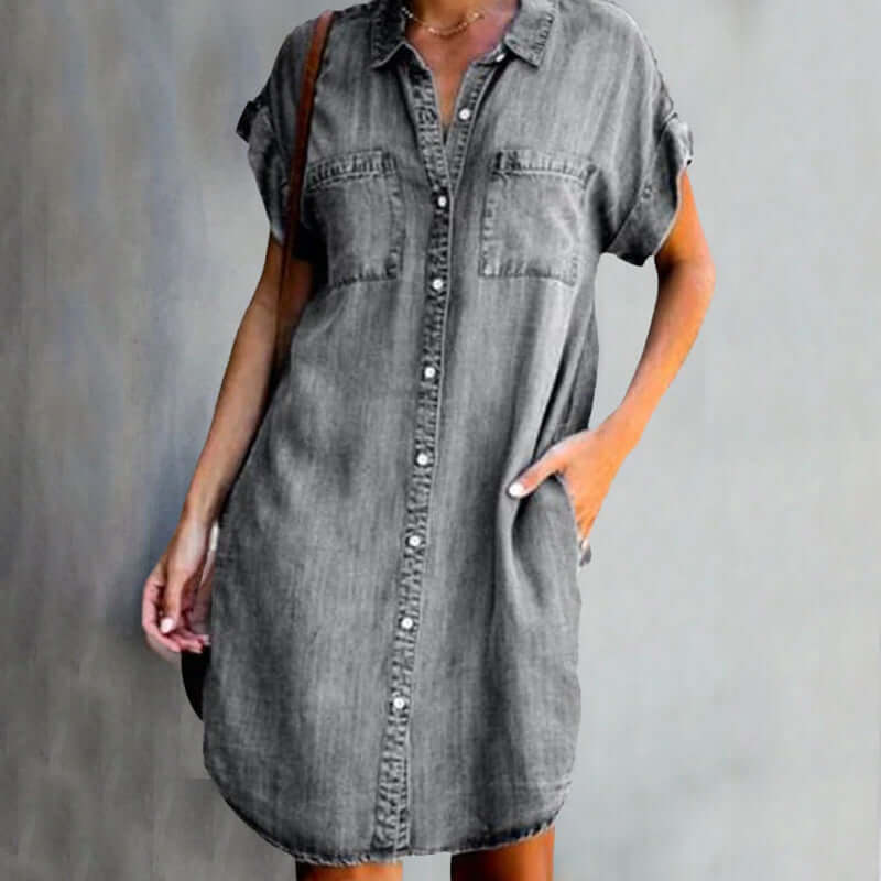 Quiria | Vestido Camisero Con Botones en La Parte Delantera Y Manga Corta