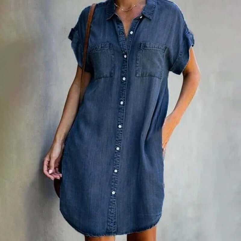 Quiria | Vestido Camisero Con Botones en La Parte Delantera Y Manga Corta