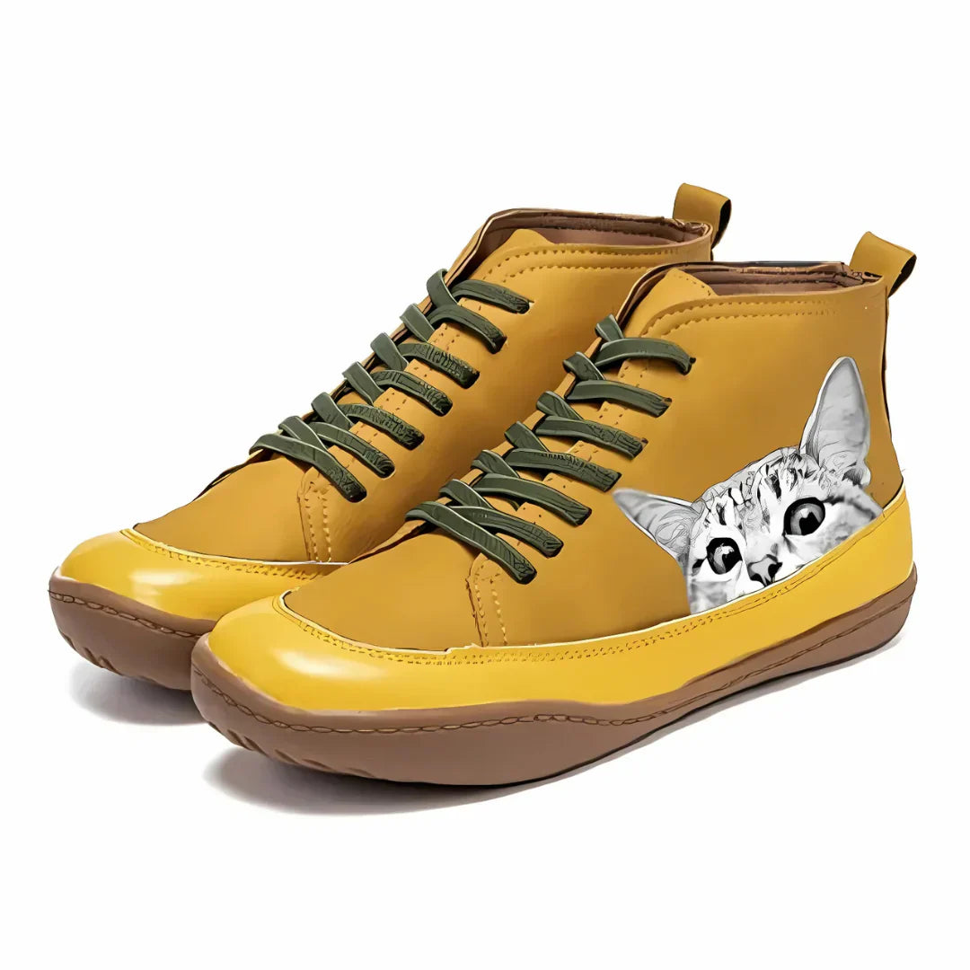 Fenna - Botines Con Cordones Y Estampado De Gatos