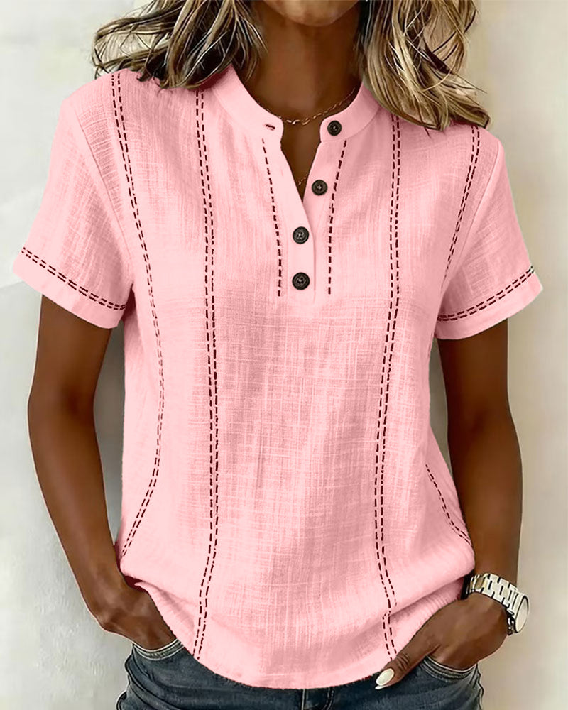 Vanessia | Blusa de Manga Corta con Cuello Abotonado