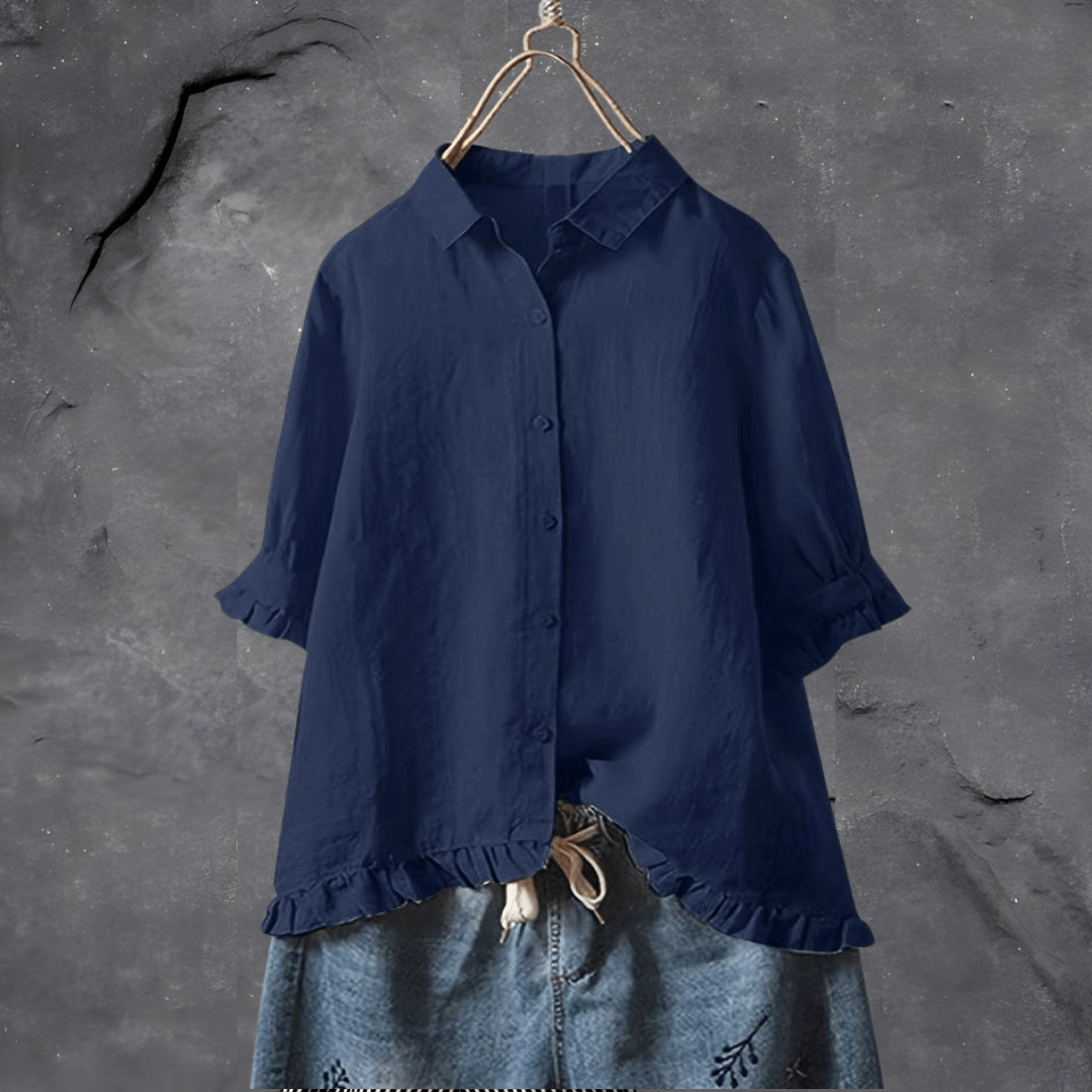 Meagan | Camisa Manga Corta Con Dobladillo Volante