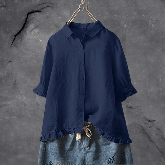 Meagan | Camisa Manga Corta Con Dobladillo Volante