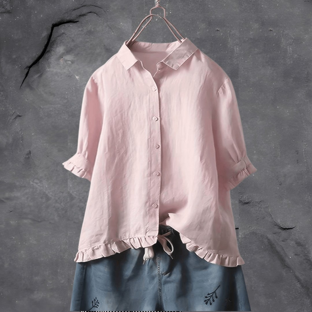 Meagan | Camisa Manga Corta Con Dobladillo Volante