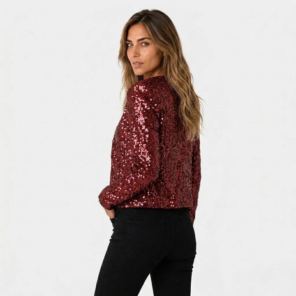 Amelia | Chaqueta con Lentejuelas y Frente Abierto