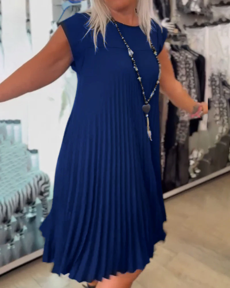 Shihua | Vestido De Corte en a Con Mangas Casquillo Y Pliegues
