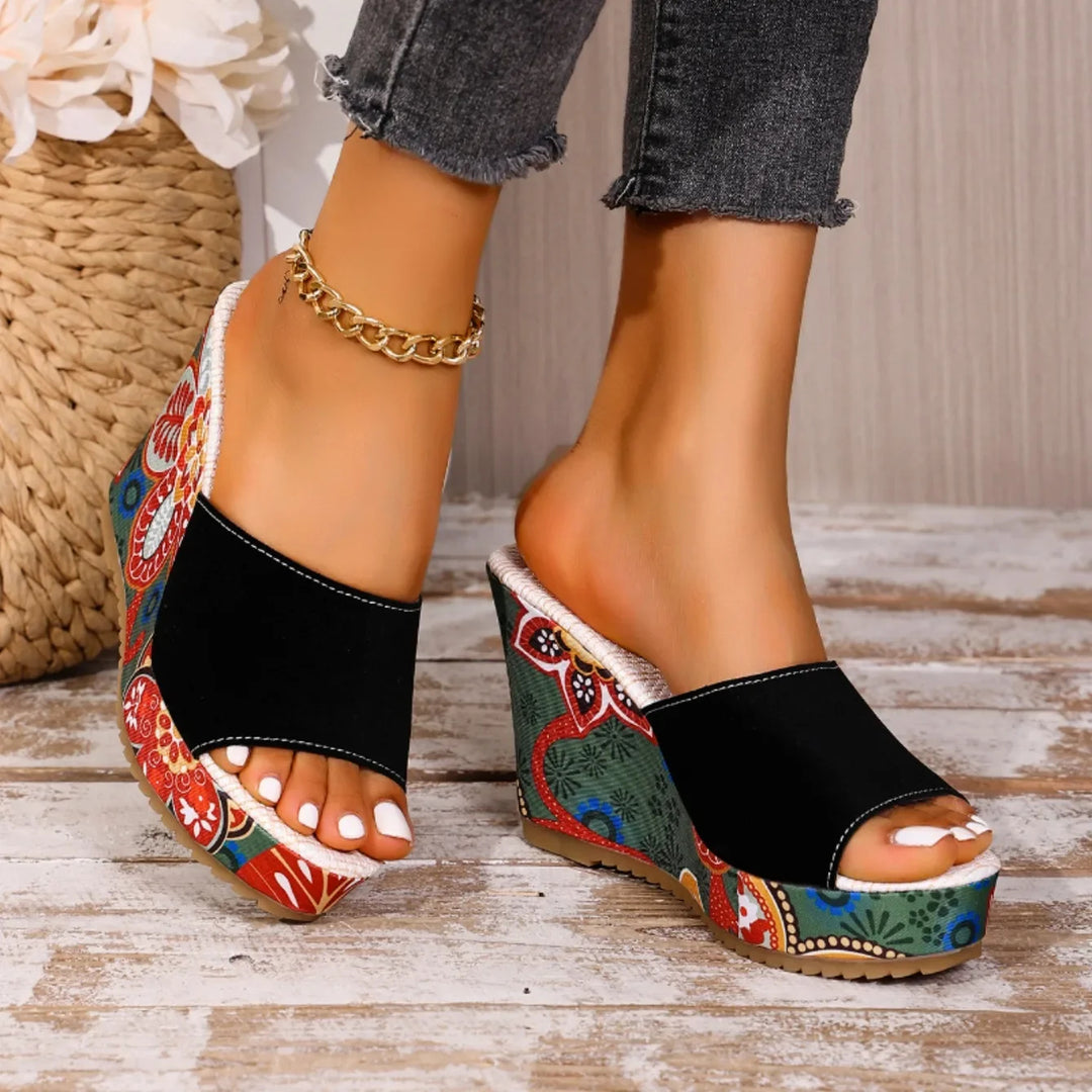 Laerke - Sandalias de Cuña Con Estampado Floral