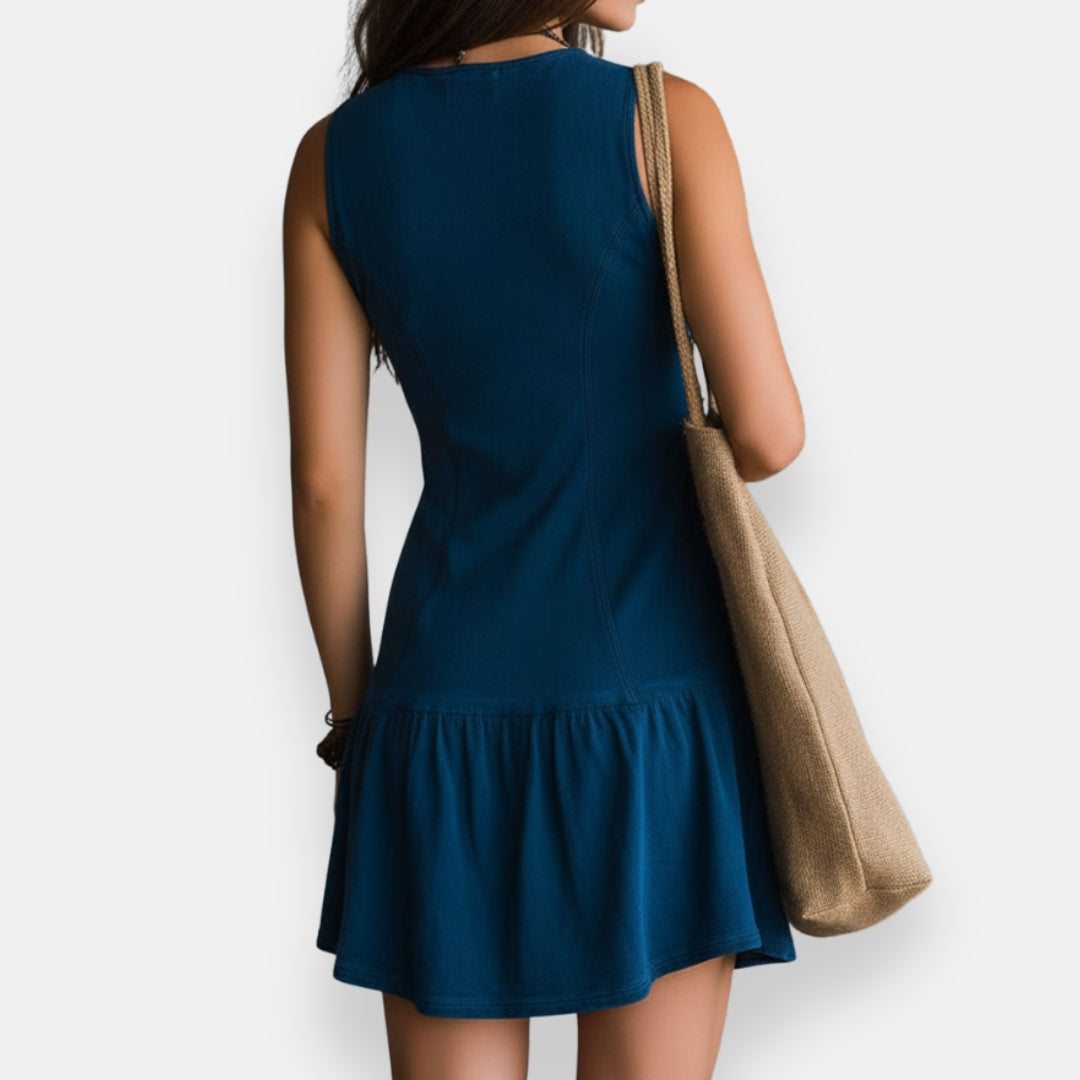 Zynnia | Vestido Mini Sin Mangas Con Botones