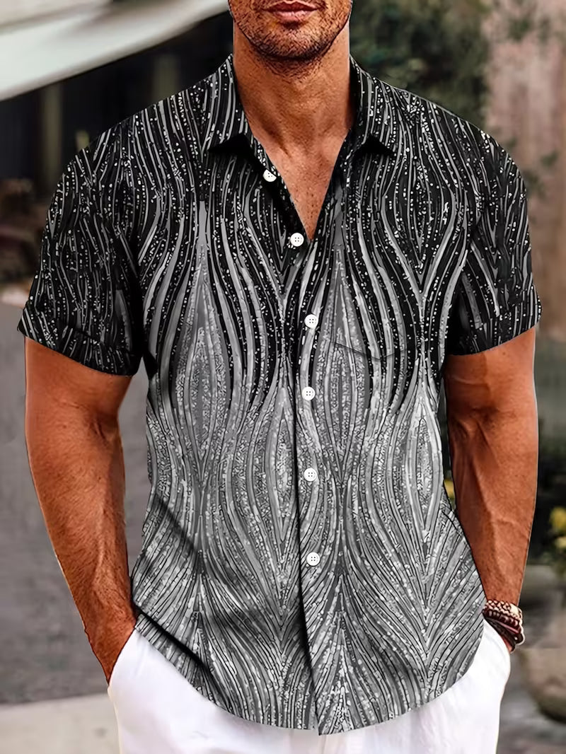 Klenn - Camisa de Manga Corta Con Estampado Degradado y Botones