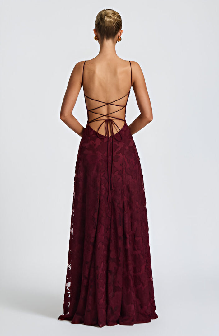 Alona | Vestido Largo De Tirantes Con Textura Floral