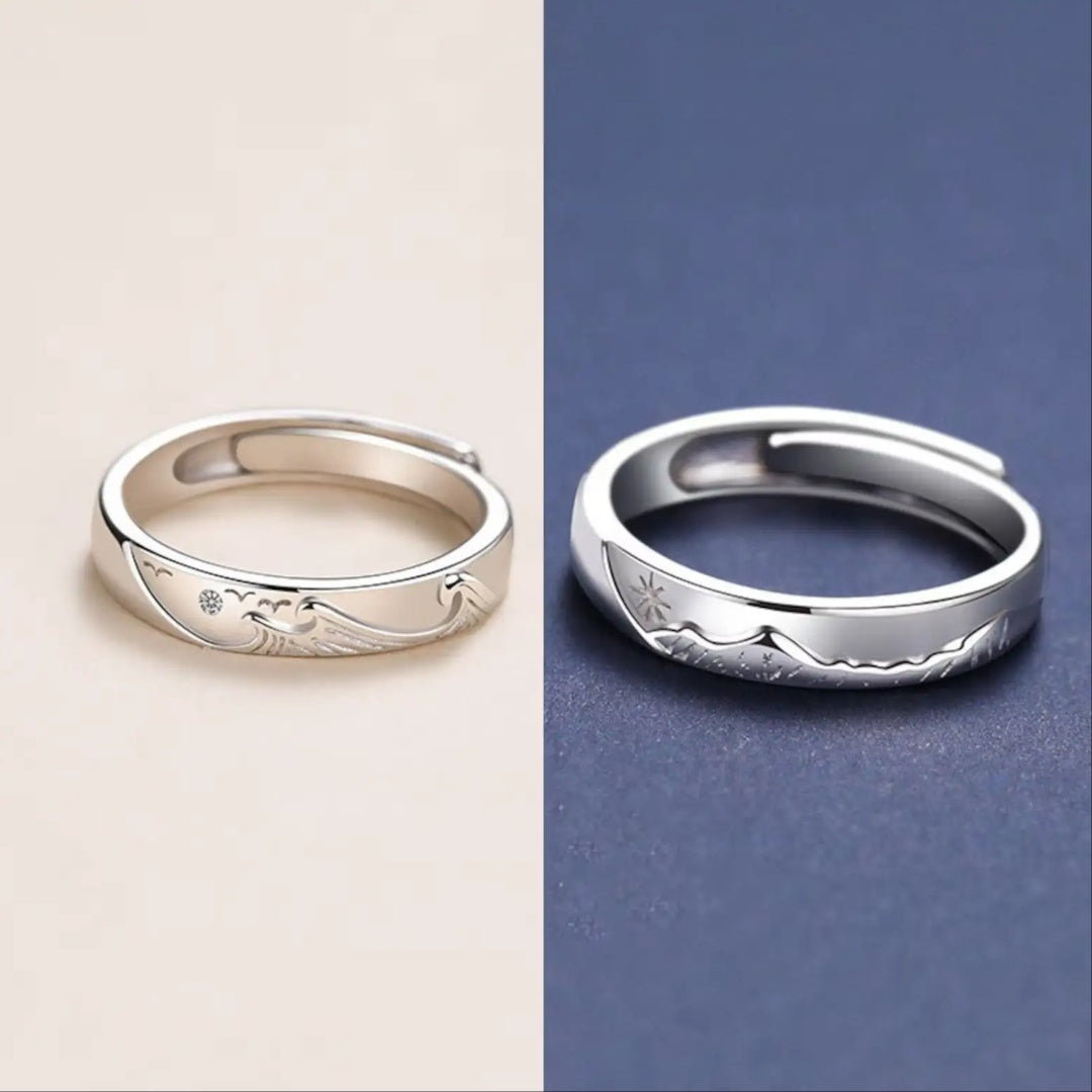 Mollie -  Conjunto de Anillos ajustables con Grabados Inspirados en la Naturaleza