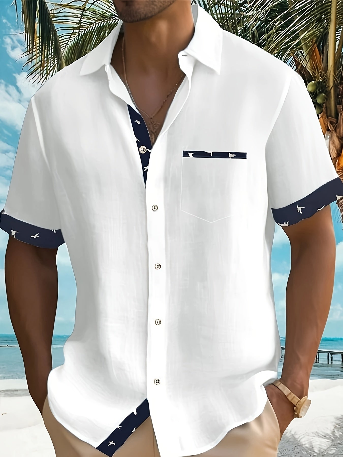 Julio - Camisa Informal de Manga Corta Con Botones en la Parte Delantera