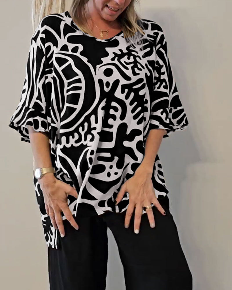 Prabodhi | Top Holgado Estampado Abstracto Mujer