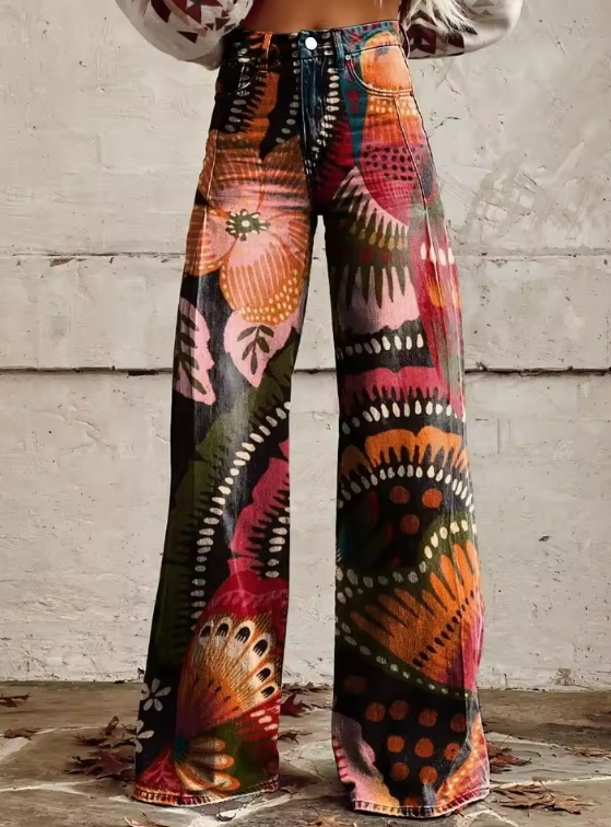 Mailin | Pantalones Anchos Con Estampado De Bengalas