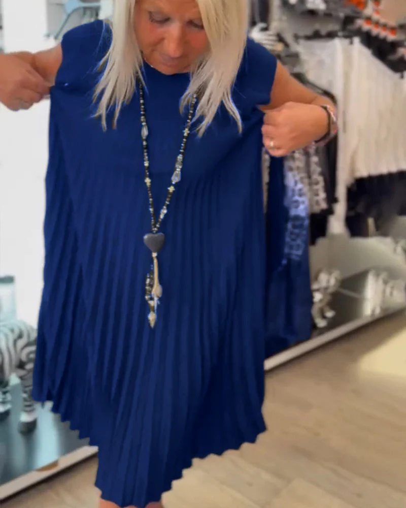 Shihua | Vestido De Corte en a Con Mangas Casquillo Y Pliegues