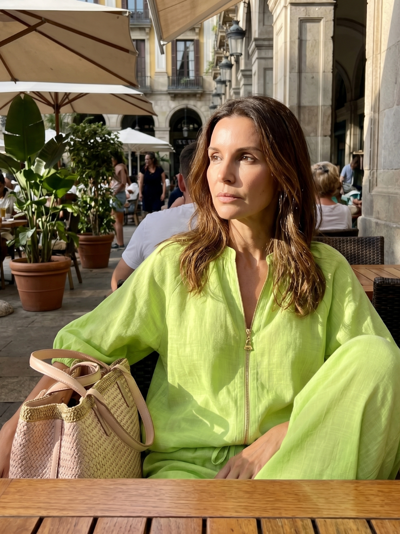 Sharina | Conjunto Blusa Cremallera Pantalón Ancho