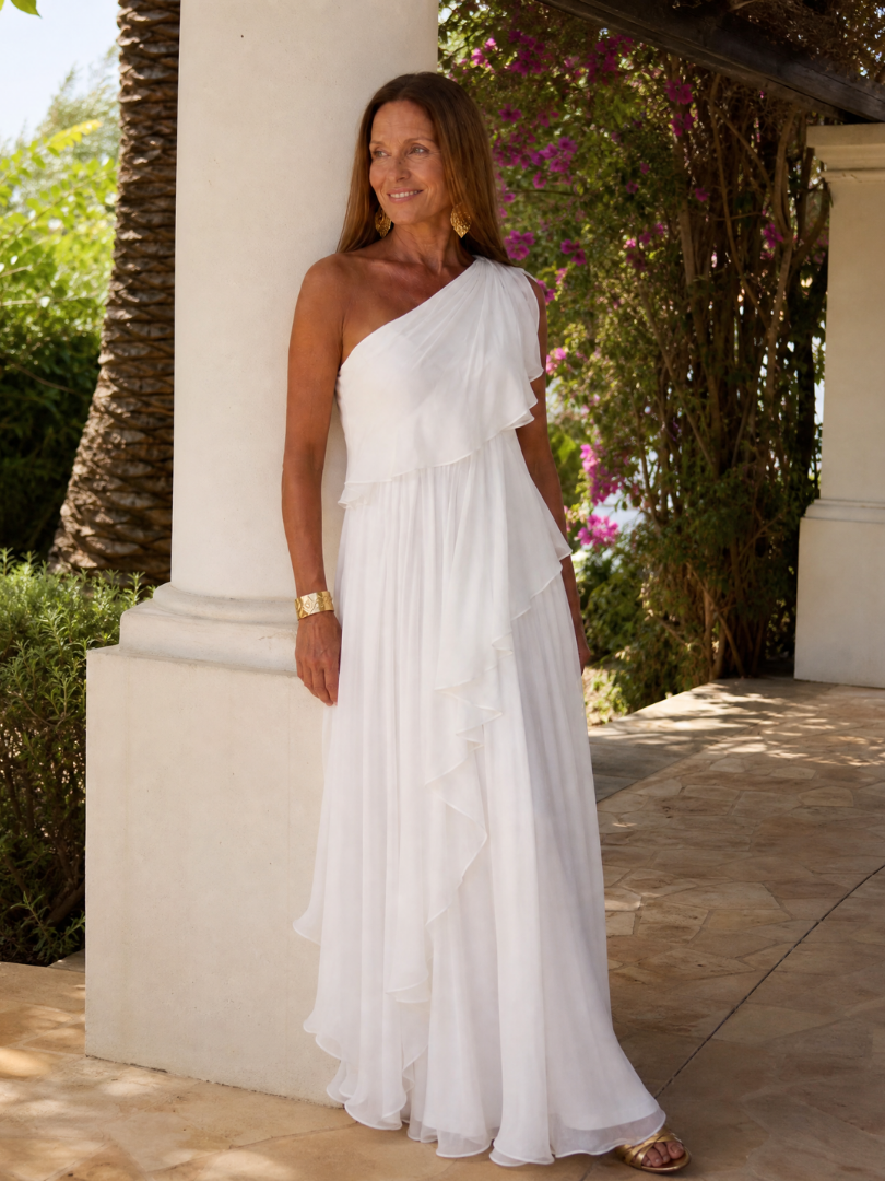 Seyma | Vestido Maxi Asimétrico Con Volantes