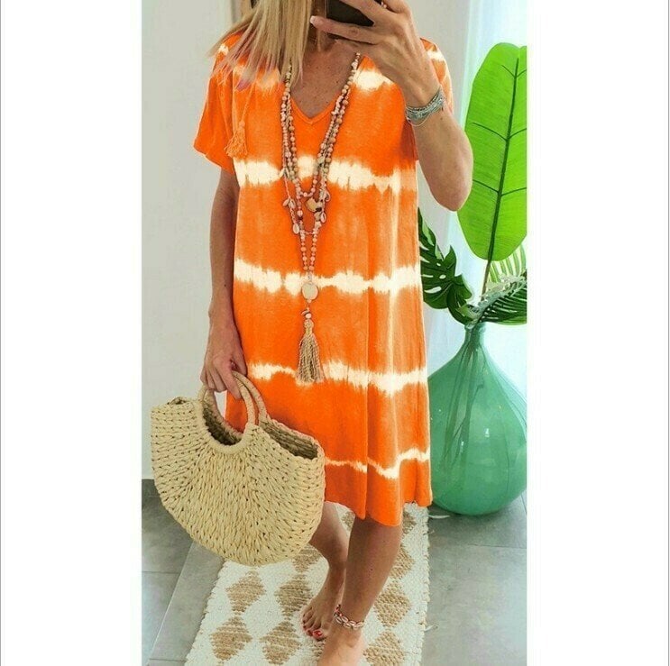 Karlaa | Vestido De Manga Corta Con Cuello en V Y Efecto Tie-dye