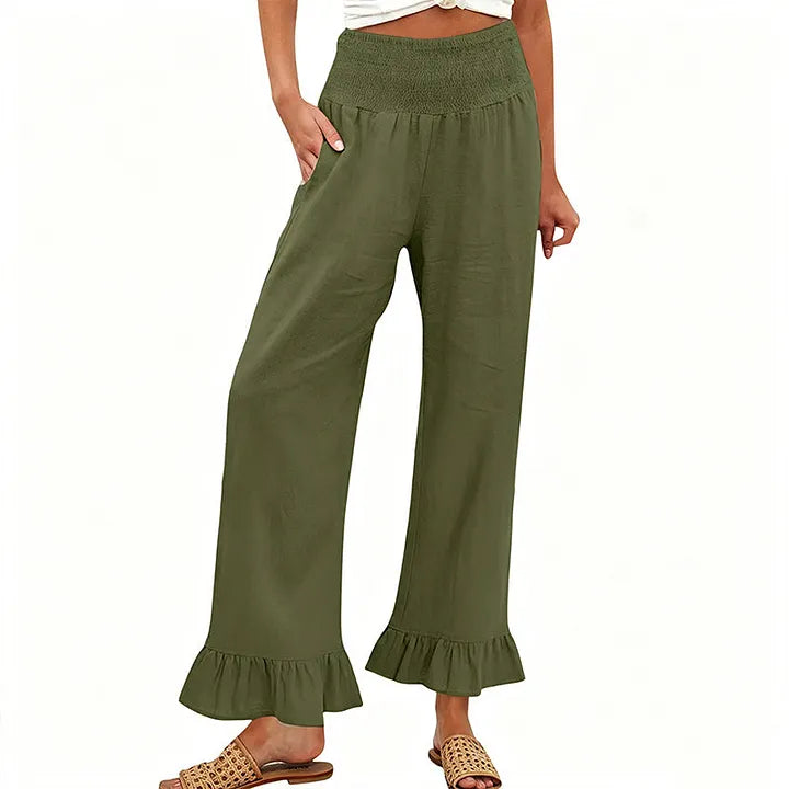 Moriom | Pantalón Holgado Con Volante Bajo