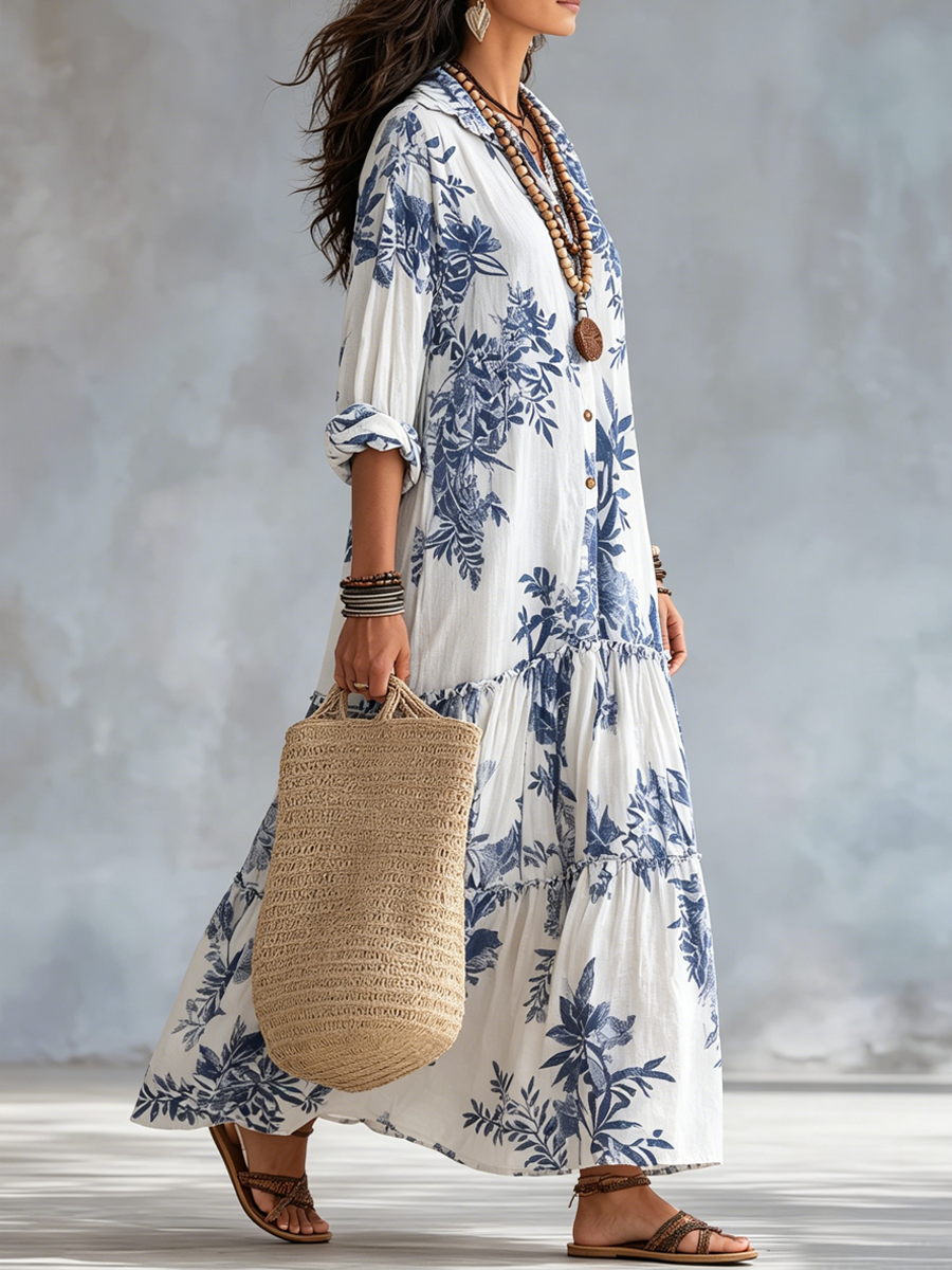 Shiza | Vestido Maxi Floral Con Botones