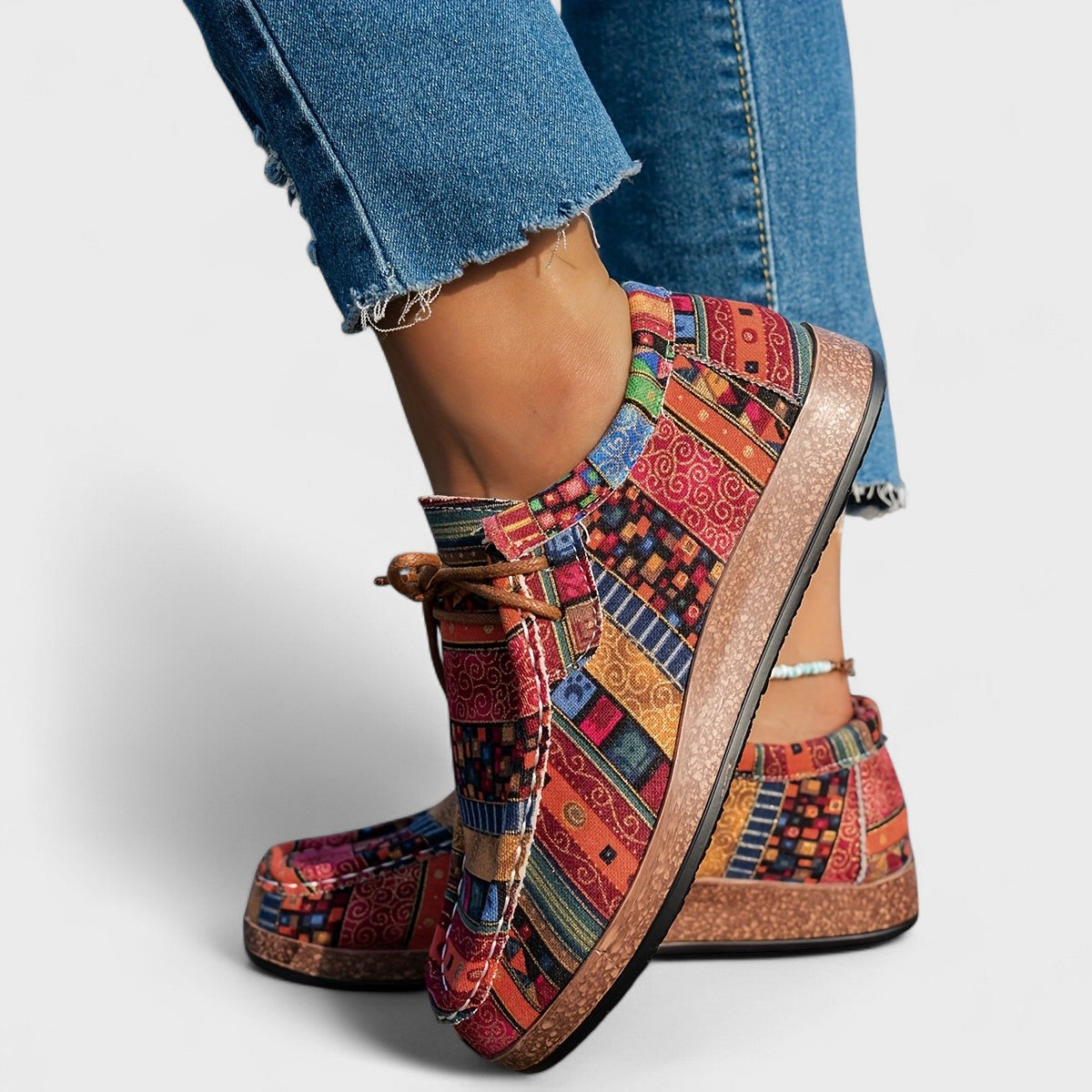 Munyika | Zapato Étnico Patchwork Plataforma Cordones Mujer