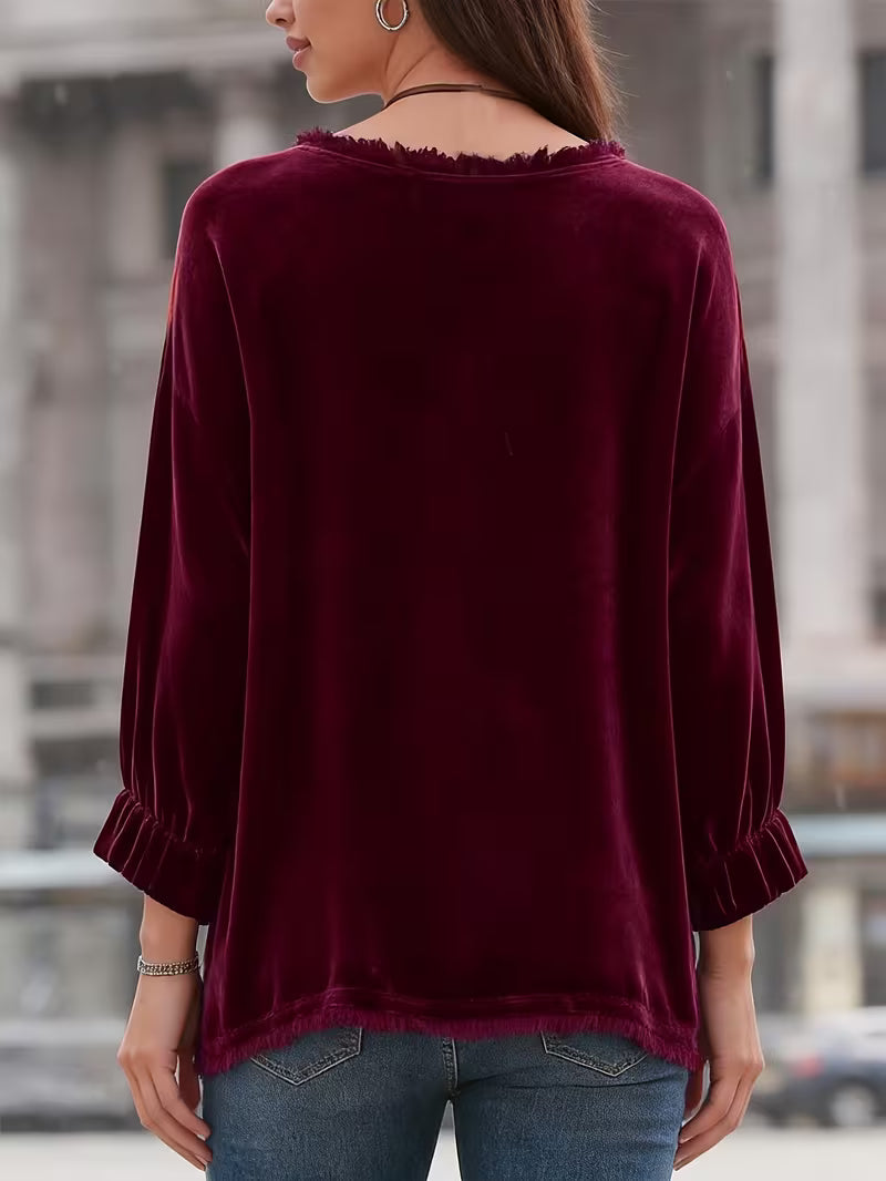 Petunia | Blusa Holgada de Terciopelo Manga Larga