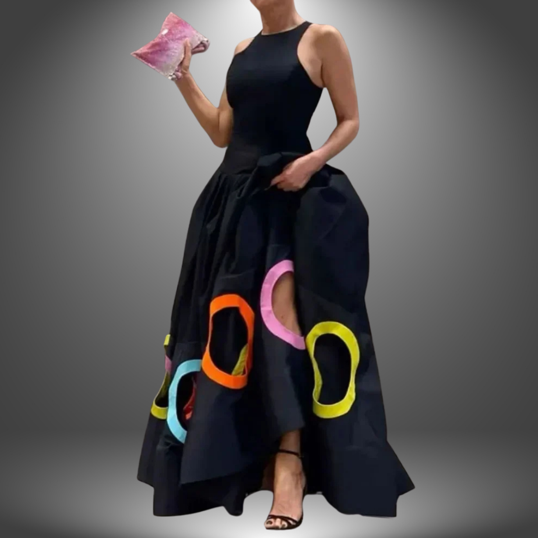 Luna | Vestido largo Sin Mangas Estampado Artístico