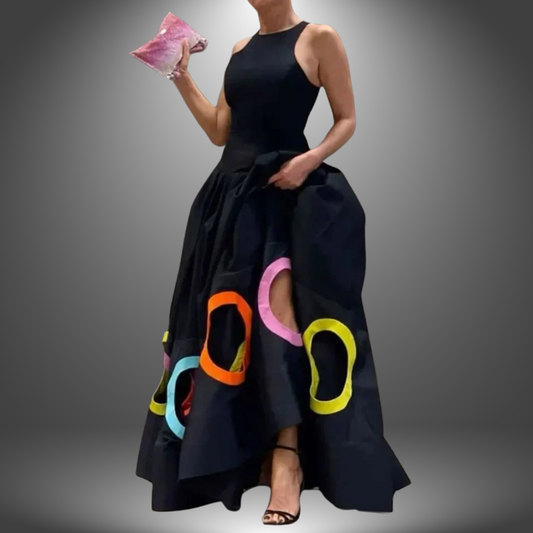 Luna | Vestido largo Sin Mangas Estampado Artístico