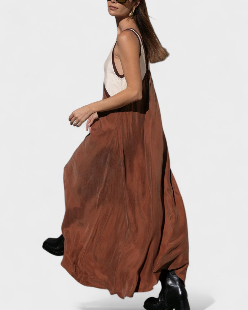 Vida | Vestido Largo Sin Mangas Con Contraste