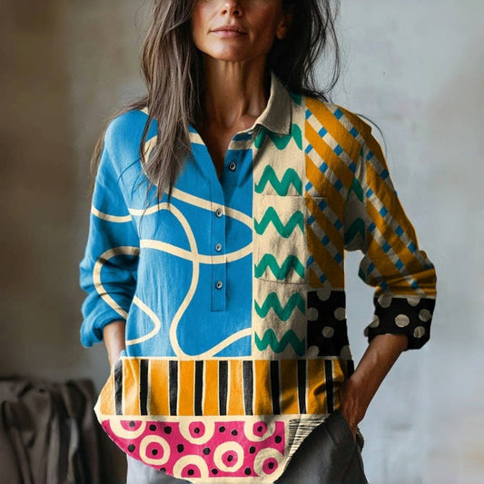 Velia | Blusa Estampado Geométrico Manga Larga