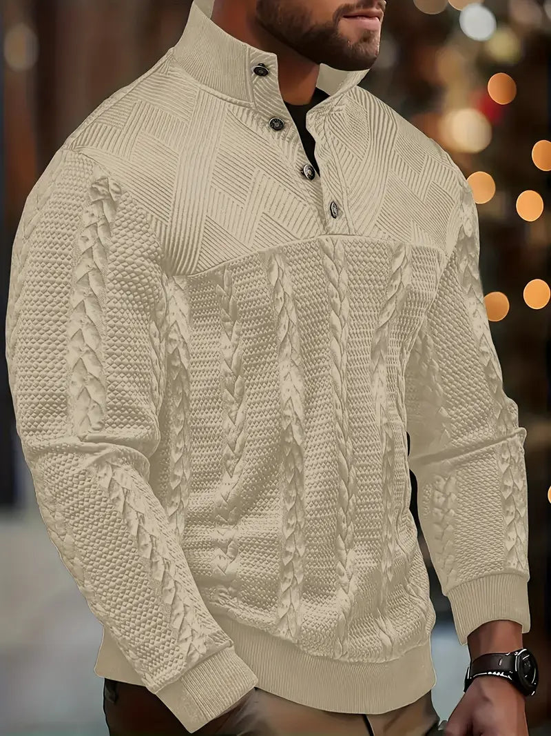 Dawson | Suéter Henley Texturizado de Manga Larga