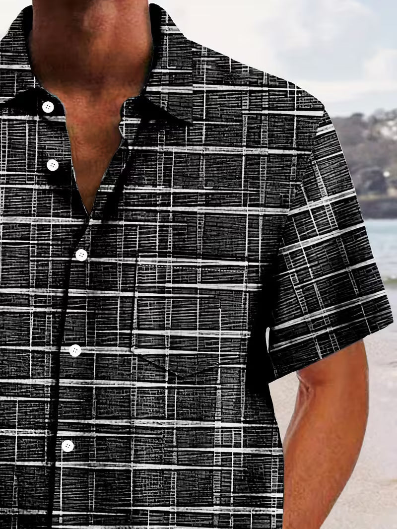 Jerrick - Camisa de Manga Corta Con Estampado Geométrico y Botones