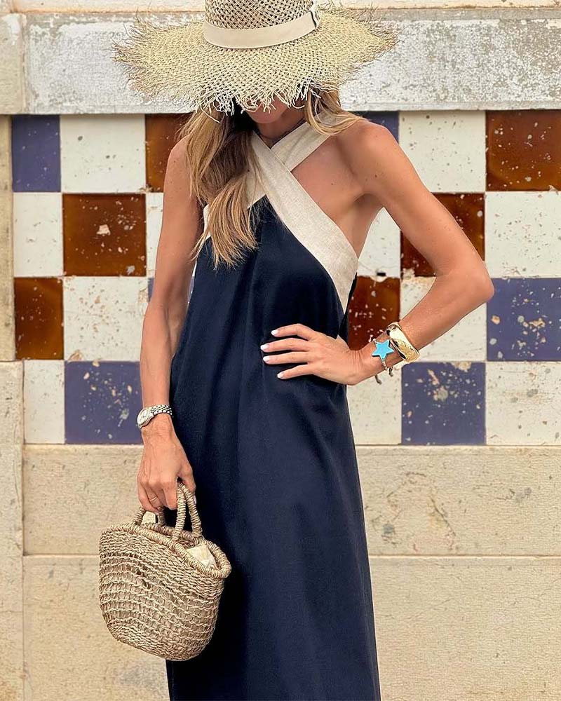 Giana | Vestido Largo con Cuello Halter Cruzado