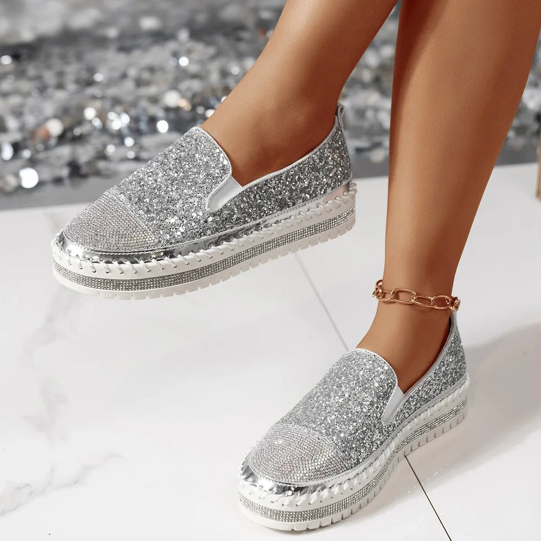 Lizka | Mocasines de Plataforma Con Pedrería Brillante