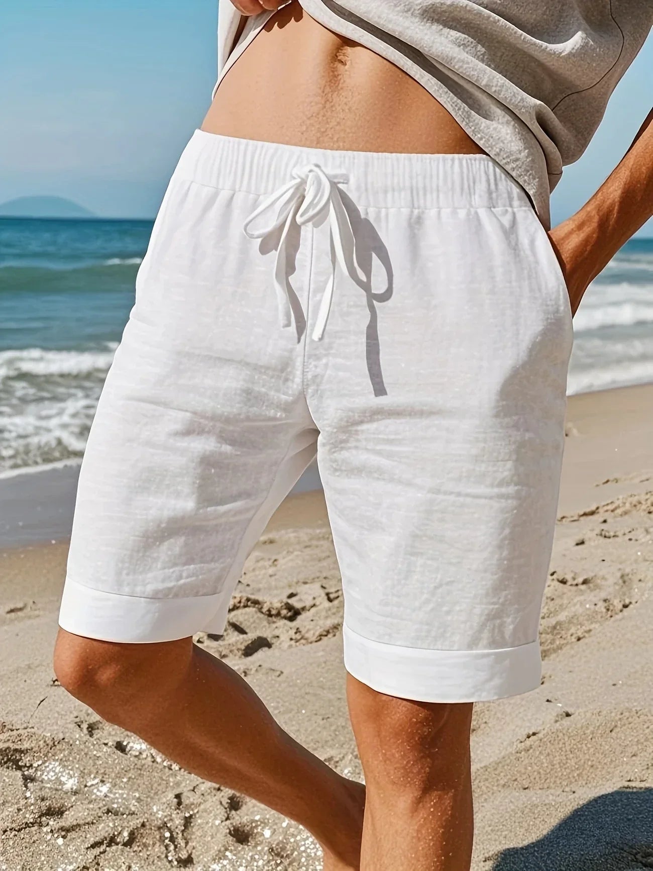 Callan | Pantalones Cortos Informales De Hombre Con Cordón, Hasta La Rodilla