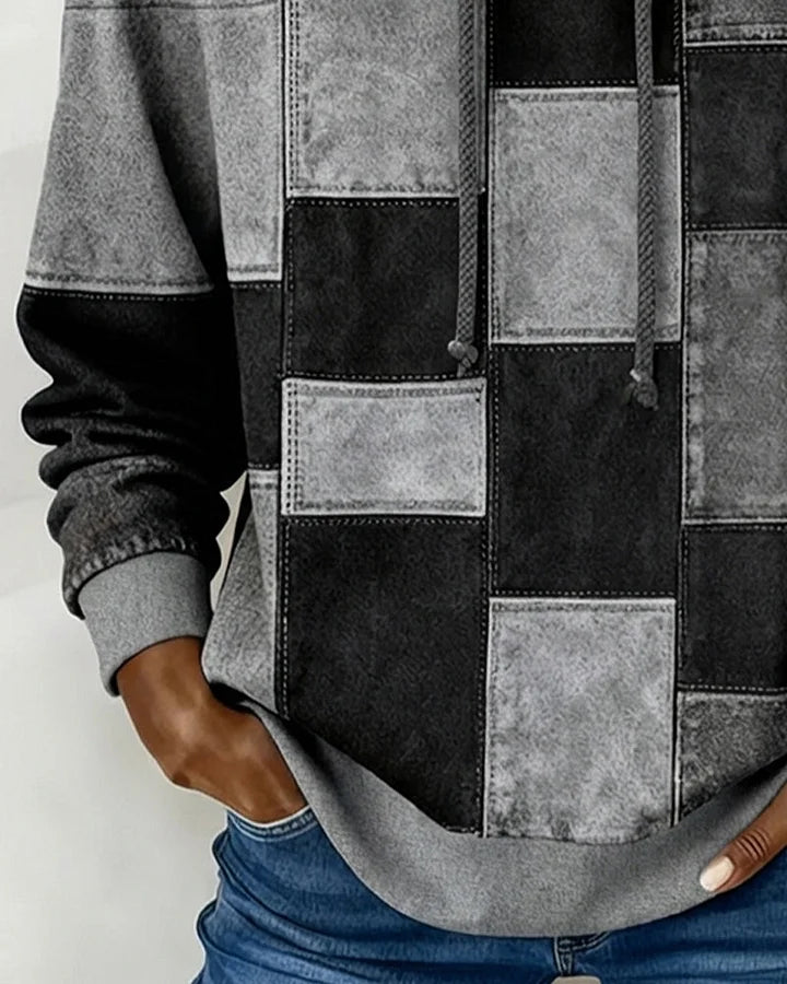 Yaralyn | Sudadera Con Capucha Y Manga Larga De Estilo Patchwork