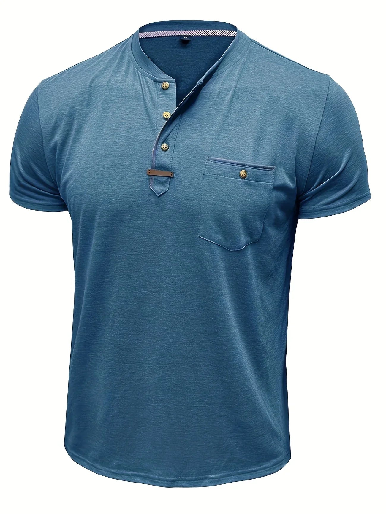 Saxon | Camiseta Henley de Manga Corta con Bolsillo