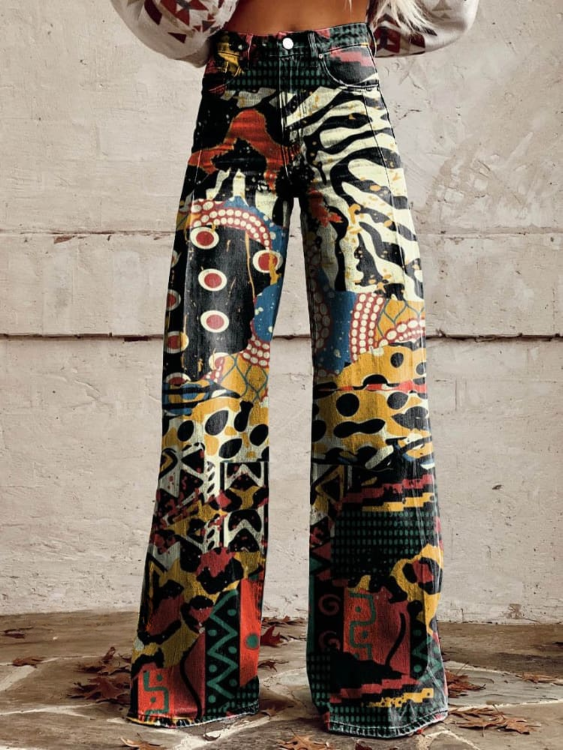 TARSILLA | Pantalones de Corte Ancho Con Estampado Artístico
