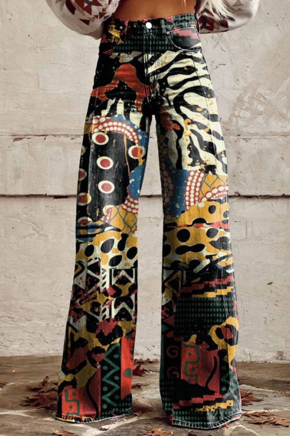 Mailin | Pantalones Anchos Con Estampado De Bengalas