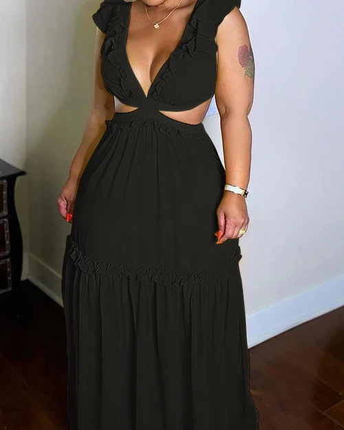 Versailles | Vestido Maxi con Volantes y Aberturas
