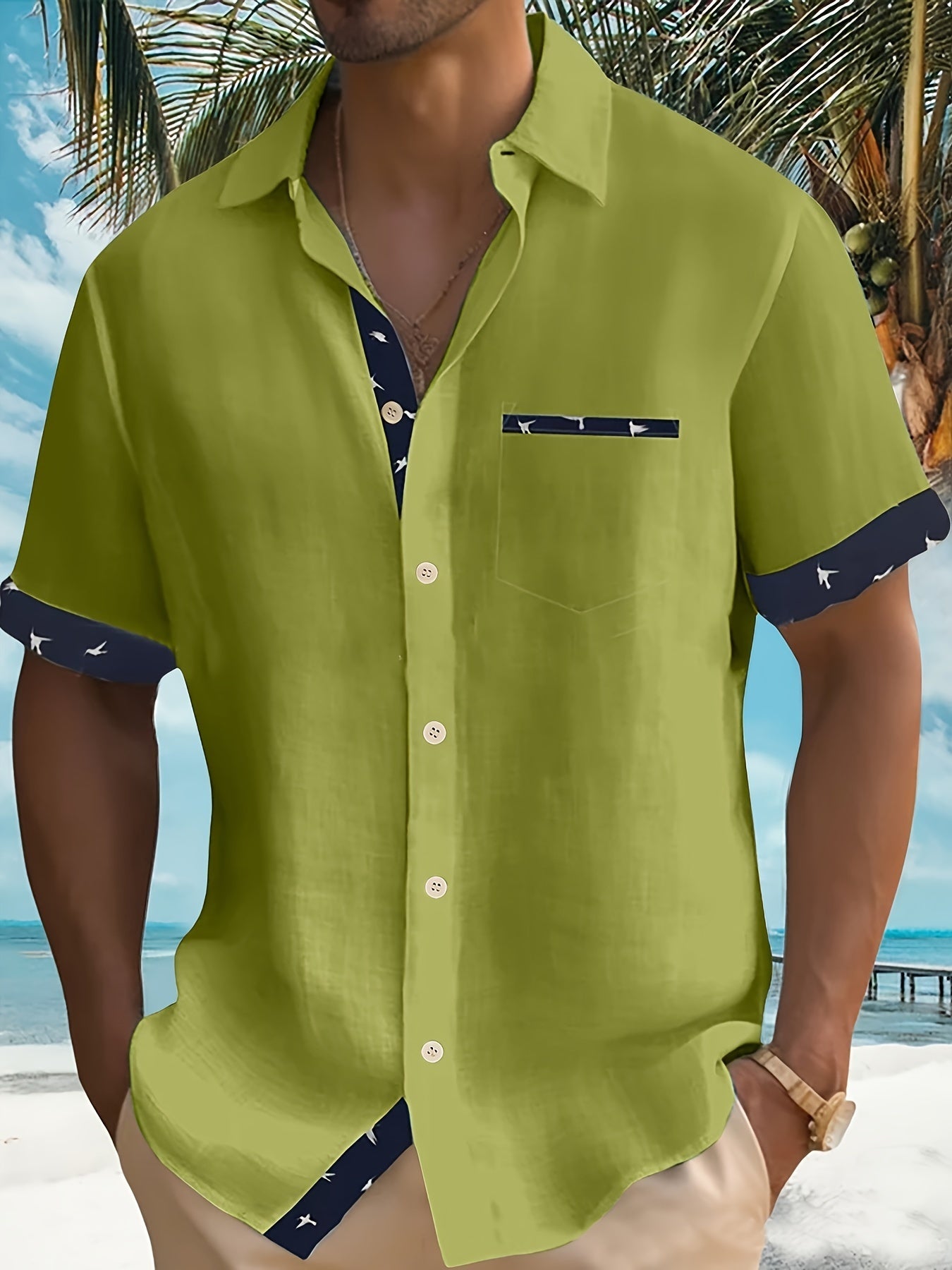 Julio - Camisa Informal de Manga Corta Con Botones en la Parte Delantera