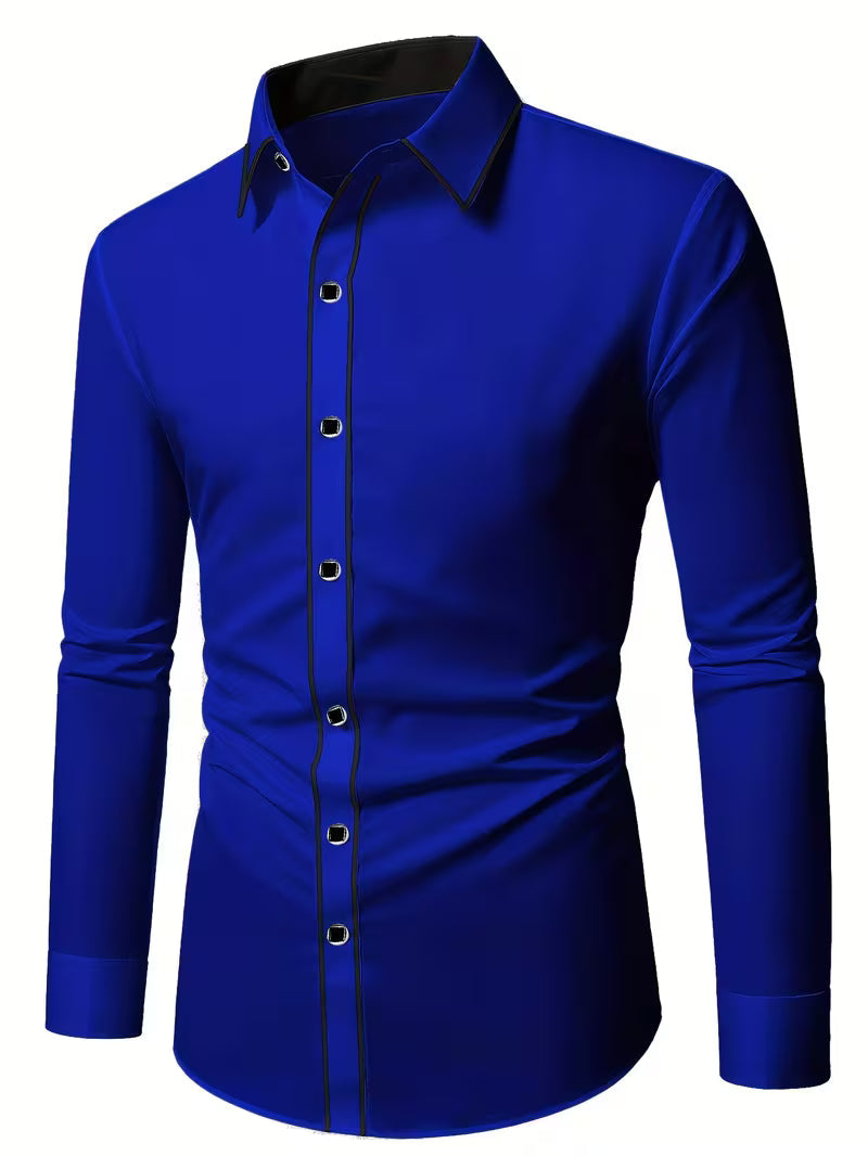 Daven | Camisa de Manga Larga con Ribete en Contraste