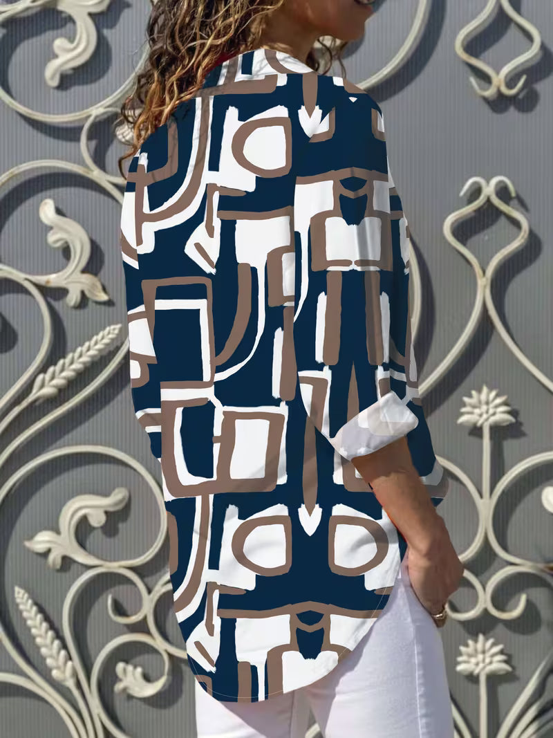 Vespia | Camisa de Botones con Estampado Geométrico