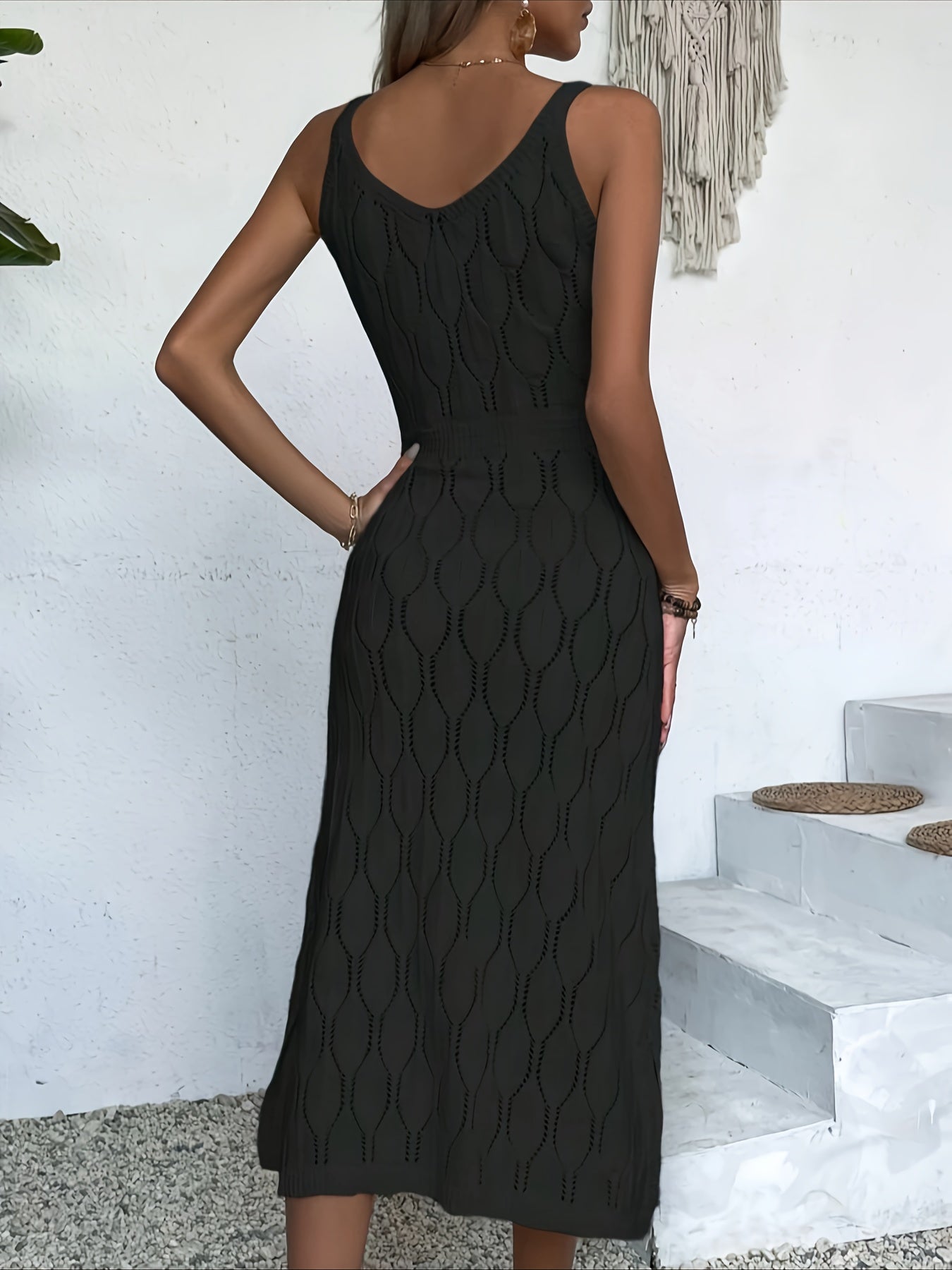 Luciana | Vestido MIDI Sin Mangas De Punto Pointelle