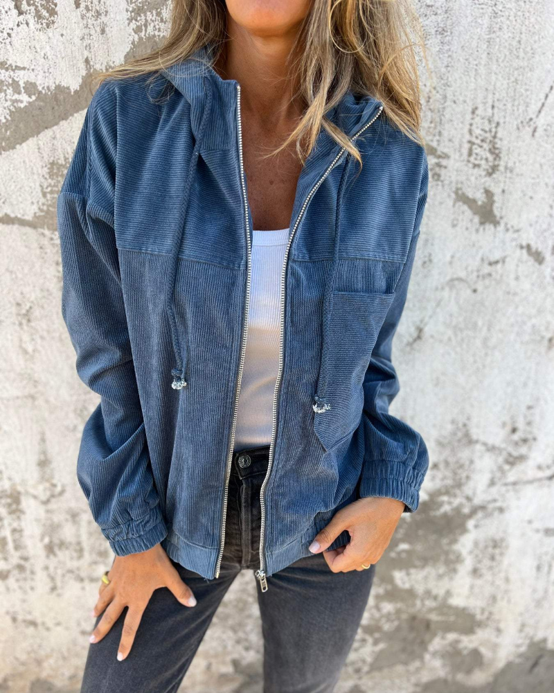 Adiana | Chaqueta Con Capucha Y Cremallera Estilo Pana, Colores
