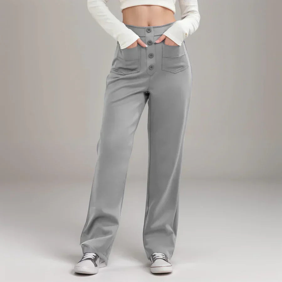 Elkee | Pantalones De Cintura Alta Pierna Ancha