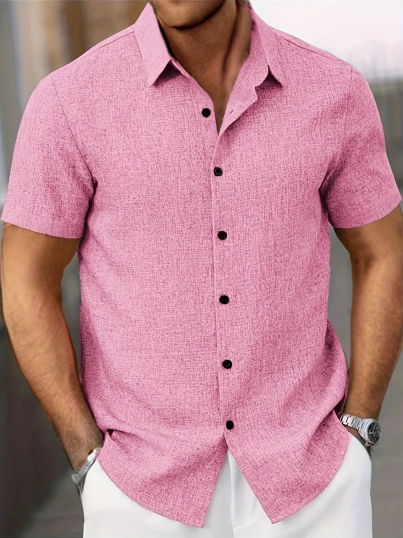 Dwight - Camisa De Manga Corta Ligera De Mezcla De Lino